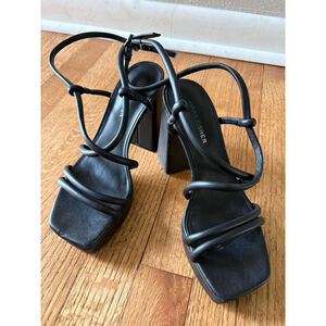 Marc Fisher Black Strappy Blocky Heels 7